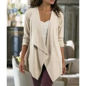 Soft Surroundings Ultra Soft Open Front Waterfall Cardigan Faux Suede Wrap Small
